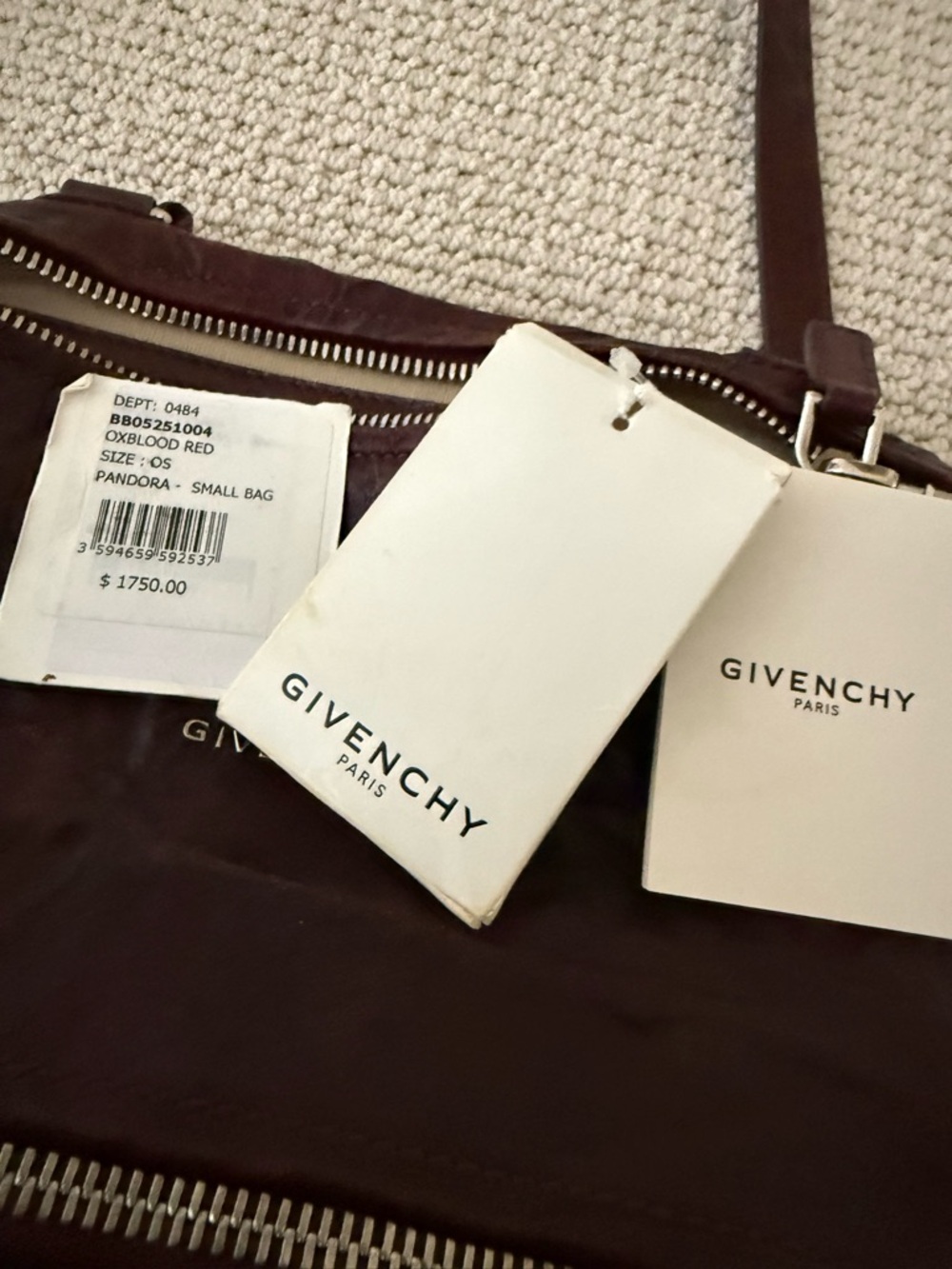 Givenchy Deep Burgundy Leather Shoulder Bag with Silver Hardware - Picture 5 of 11